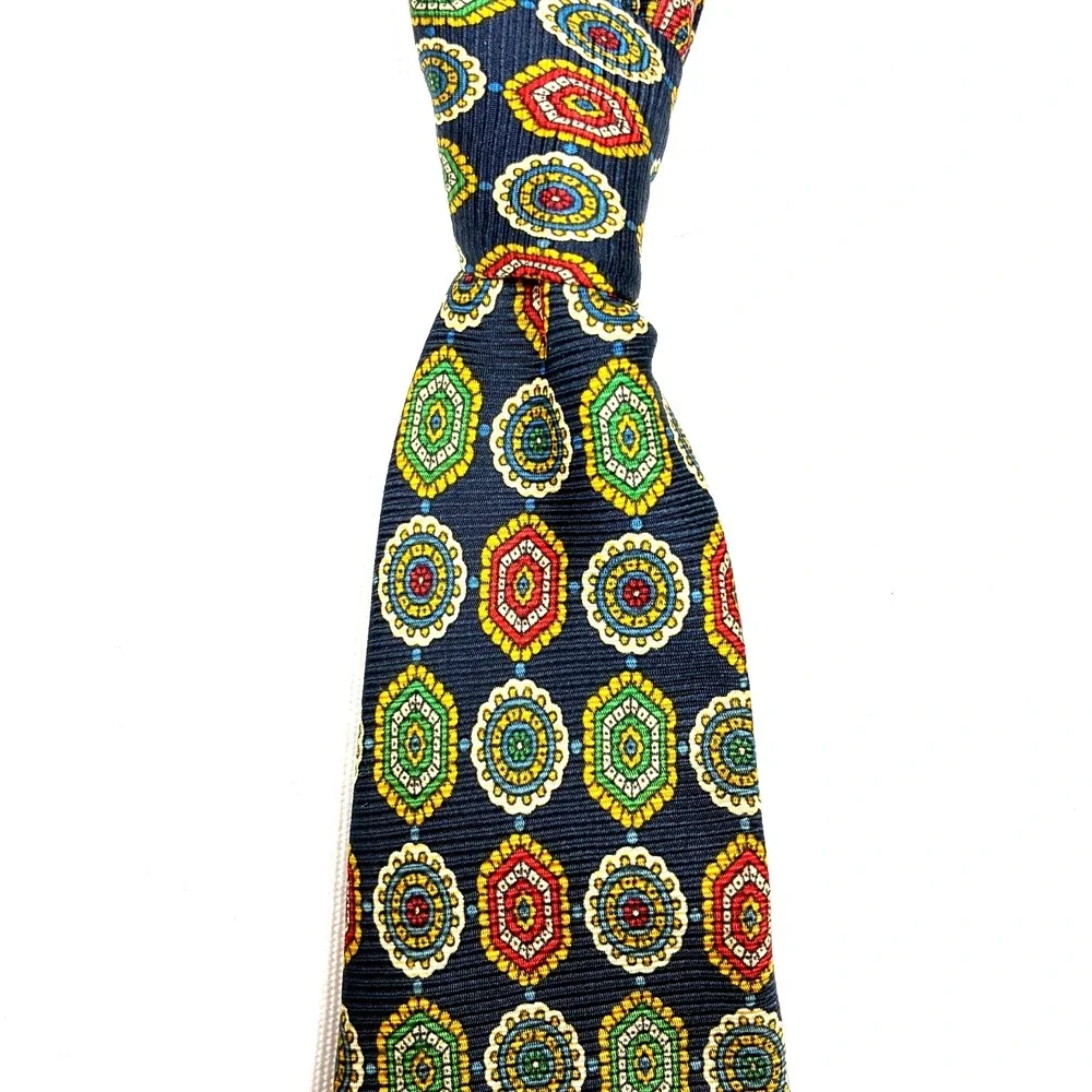Guido Couello Torino Silk Tie VTG Medallion Made in Italy